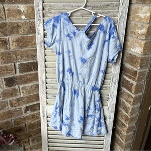 NWT Splendid Girls blue Tie Dye Exposed Shoulder Sleeve Dress Size 12